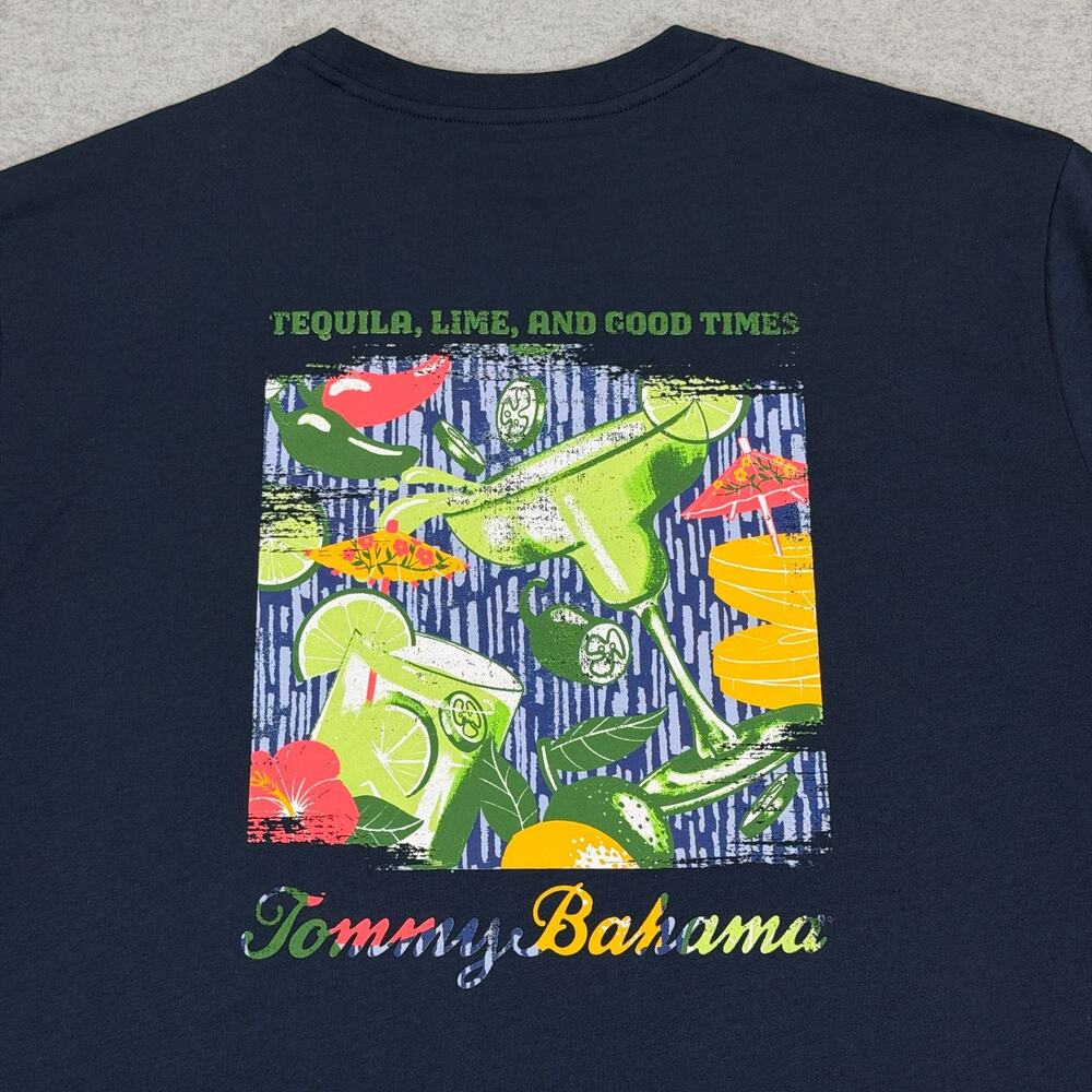 Tommy Bahama Mens Tequila Graphic Tee T-Shirt Large Navy Blue Cotton NWT